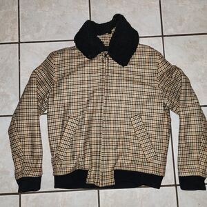 Plaid Men's Jacket with Black Collar
